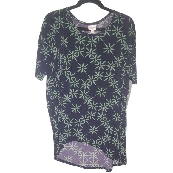 LuLaRoe Irma tunic floral green & purple polyester blend size s height 28" ARMPI - Picture 1 of 12